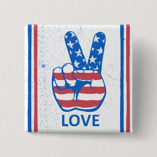 Friedensamerikanisches Flaggenmuster Button