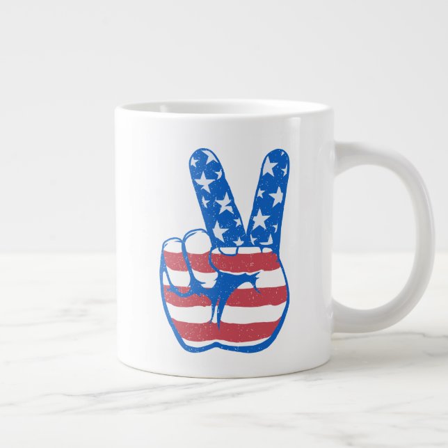 Friedensamerikanisches Flaggenmuster Jumbo-Tasse (Rechts)