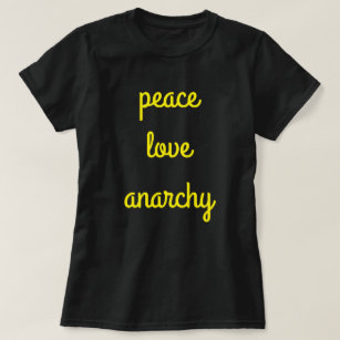 Friedensanarchie Liebe: Typografie schwarz und gel T-Shirt
