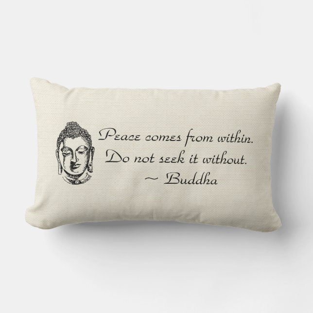 Friedensbuddha-Zitate Lendenkissen (Vorderseite)