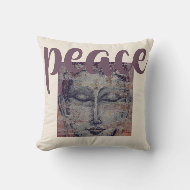 Friedensbuntes Buddha-Aquarell-Kunst-Wurfs-Kissen Kissen (Vorderseite)