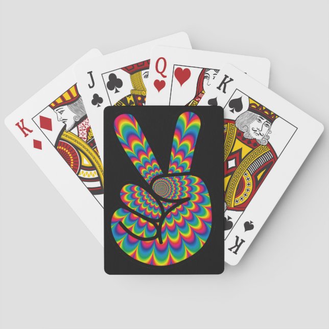 Friedensfinger Hippie Spielkarten (Rückseite)