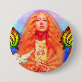 Friedensfrau mit Tauben-Knopf Button