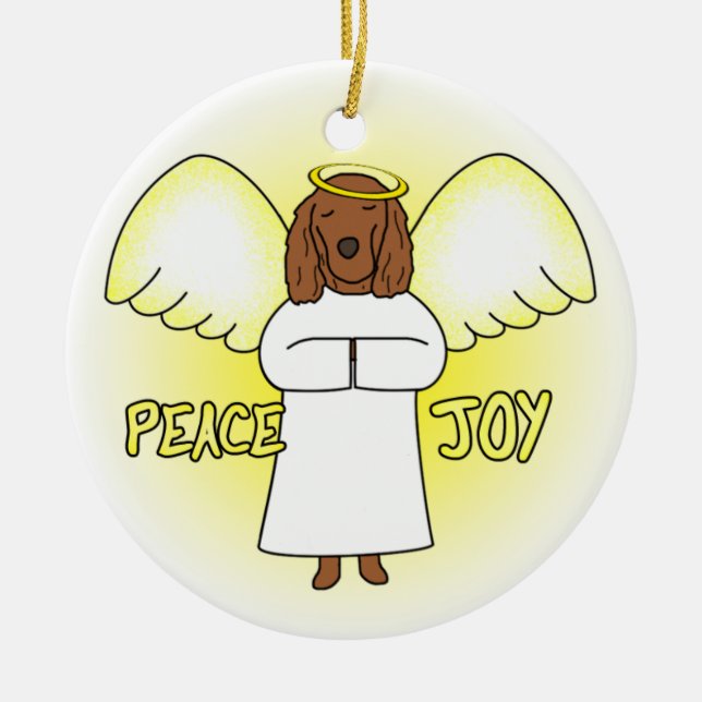 Friedensfreude-Engels-Setter-Weihnachtsverzierung Keramikornament (Vorne)
