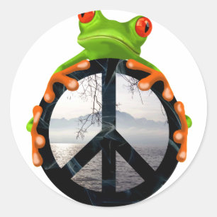 Friedensfrosch1 Runder Aufkleber
