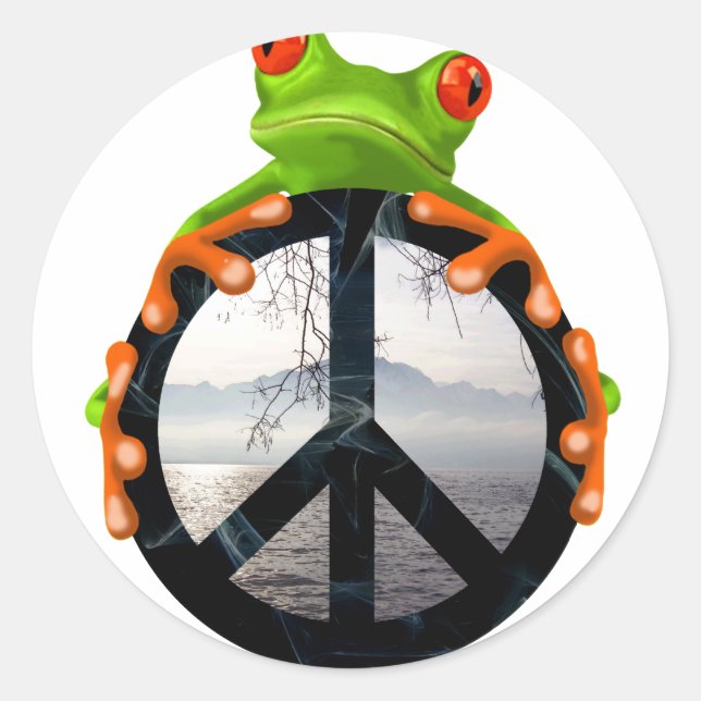 Friedensfrosch1 Runder Aufkleber (Vorderseite)