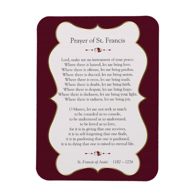 Friedensgebet von St. Francis Golden Frame Magnet (Vertikal)