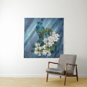 Friedensgespräche mit Smaragdgrüner Seide Wandteppich