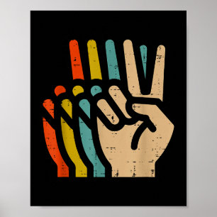 Friedenshand Retro-Farben Vintage 70er Hipe Männer Poster