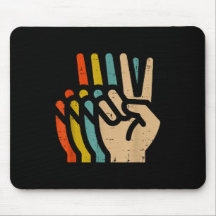 Friedenshand Retro-Farben Vintage 70er Jahre Hipe Mousepad