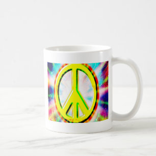 FRIEDENSign Gelb farbiges Glück und Spaß Kaffeetasse