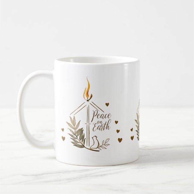 Friedenskerzen-Taube-Kunst-Klassischer Becher Kaffeetasse (Links)
