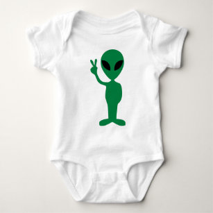 Friedenskleine grüner Mann-alien-Silhouette Baby Strampler