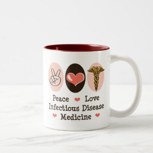 FriedensLiebe-ansteckende Krankheits-Medizin-Tasse Zweifarbige Tasse