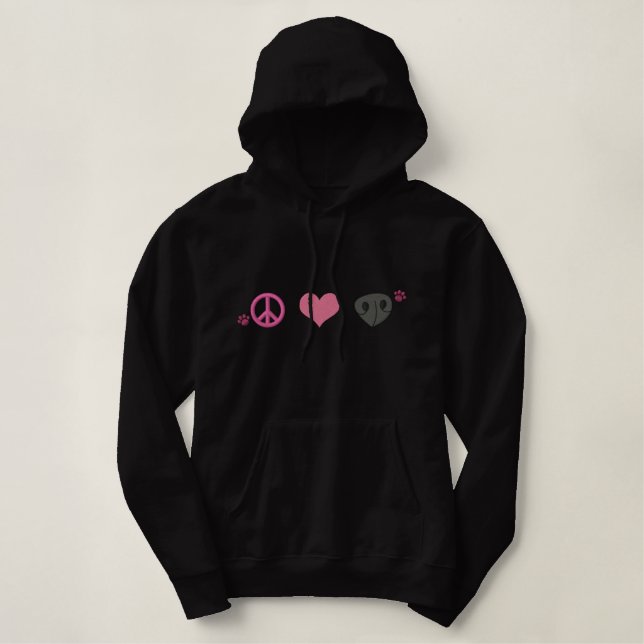 FriedensLiebe-Atemzug Bestickter Hoodie (Design vorne)