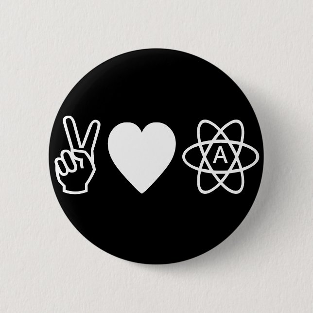 FriedensLiebe-Atheismus Button (Vorderseite)