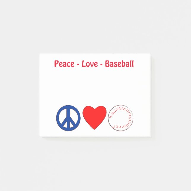 FriedensLiebe-Baseball-Notiz-Anmerkungen Post-it Klebezettel (Vorderseite)