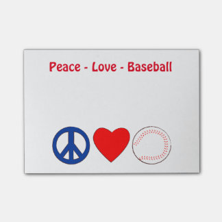 FriedensLiebe-Baseball-Notiz-Anmerkungen Post-it Klebezettel