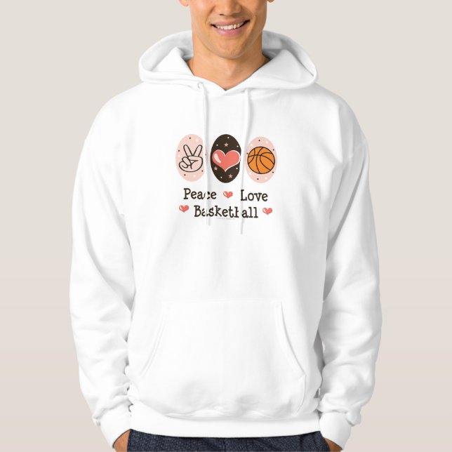 FriedensLiebe-Basketball-mit Kapuze Sweatshirt (Vorderseite)