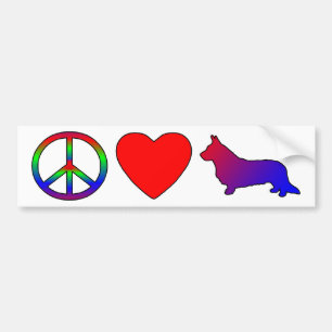 Friedensliebe Cardigan Welsh Corgis Autoaufkleber