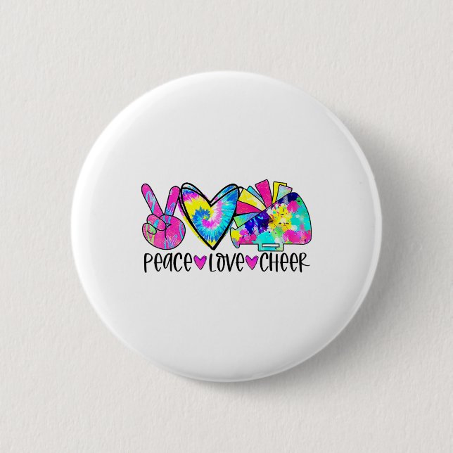Friedensliebe Cheer-Shirt Tie Dye Cheerleading Che Button (Vorderseite)