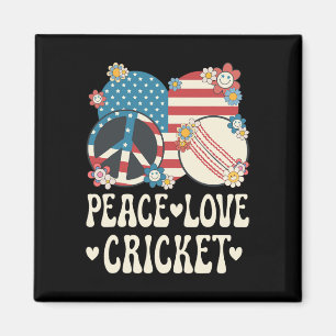 Friedensliebe Cricket Liebhaber Amerikanische Flag Magnet