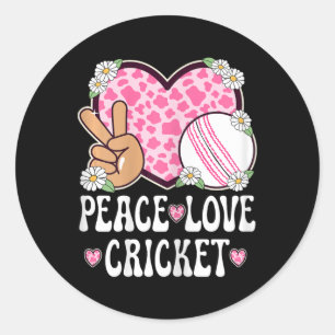 Friedensliebe Cricket Liebhaber Kuh Druck Frauen M Runder Aufkleber