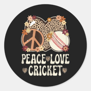 Friedensliebe Cricket Liebhaber Outfit Gepard Druc Runder Aufkleber