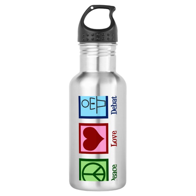 FriedensLiebe-Debatten-Team Edelstahlflasche (Vorderseite)