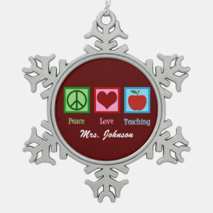 FriedensLiebe, die niedlichen kundenspezifischen Schneeflocken Zinn-Ornament
