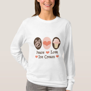 FriedensLiebe-Eiscreme-langes Hülsen-T-Shirt T-Shirt
