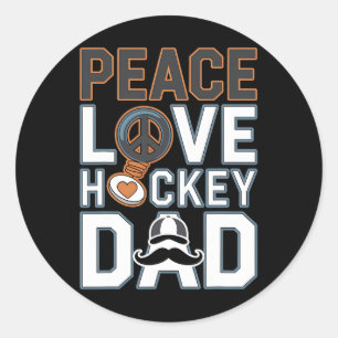 Friedensliebe Eishockey Papa Lustiges T-Shirt Runder Aufkleber