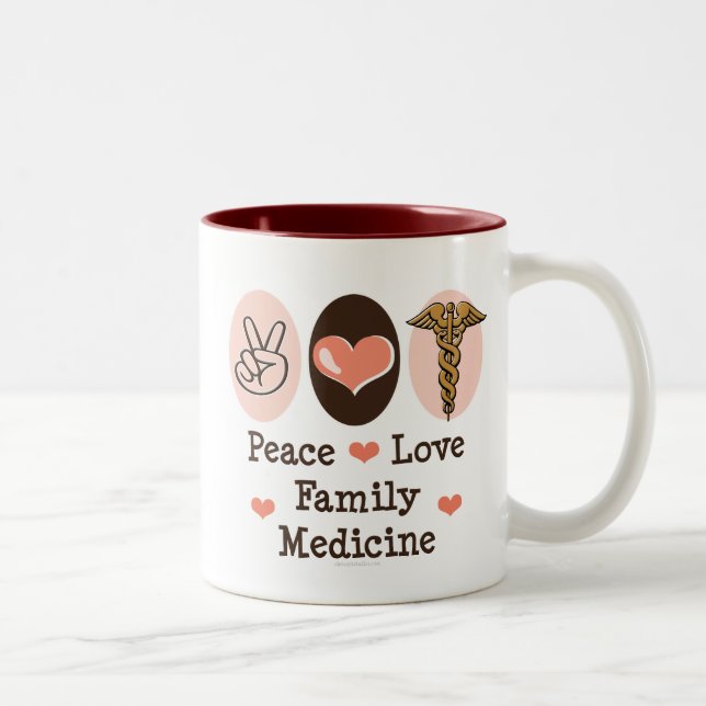 FriedensLiebe-Familien-Medizin-Tasse Zweifarbige Tasse (Rechts)