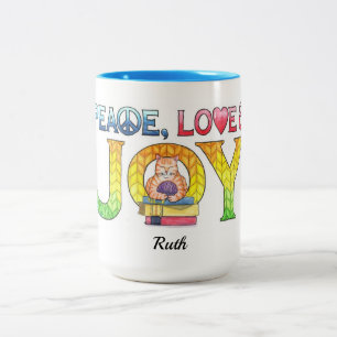 FriedensLiebe-Freudestrickender Kitty Zweifarbige Tasse