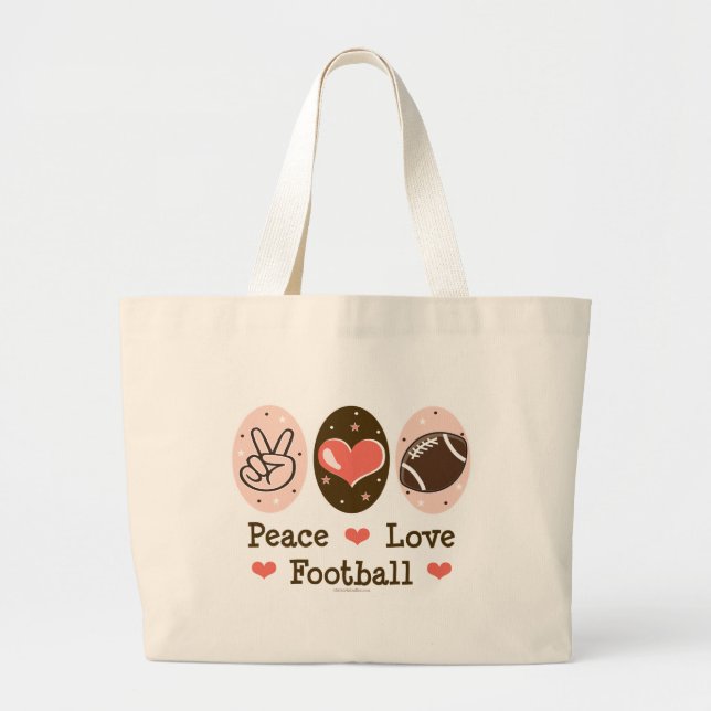 FriedensLiebe-Fußball-Leinwand-Taschen-Tasche Jumbo Stoffbeutel (Vorne)