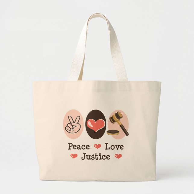 FriedensLiebe-Gerechtigkeits-Taschen-Tasche Jumbo Stoffbeutel (Vorne)