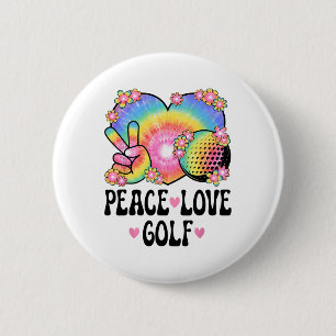 Friedensliebe Golf Liebhaber 60er 70er Hippie Outf Button