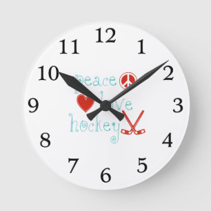 FriedensLiebe-Hockey Runde Wanduhr