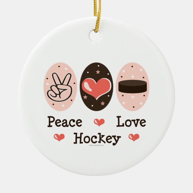 FriedensLiebe-Hockey-Verzierung Keramik Ornament (Vorne)