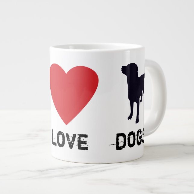 FriedensLiebe-Hunde Jumbo-Tasse (Vorderseite Rechts)