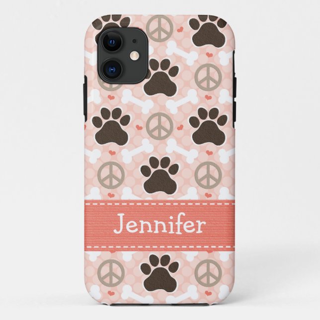 FriedensLiebe-Hundetatzen-Druck Case-Mate iPhone Hülle (Rückseite)