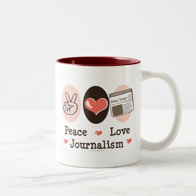 FriedensLiebe-Journalismus-Tasse Zweifarbige Tasse (Rechts)