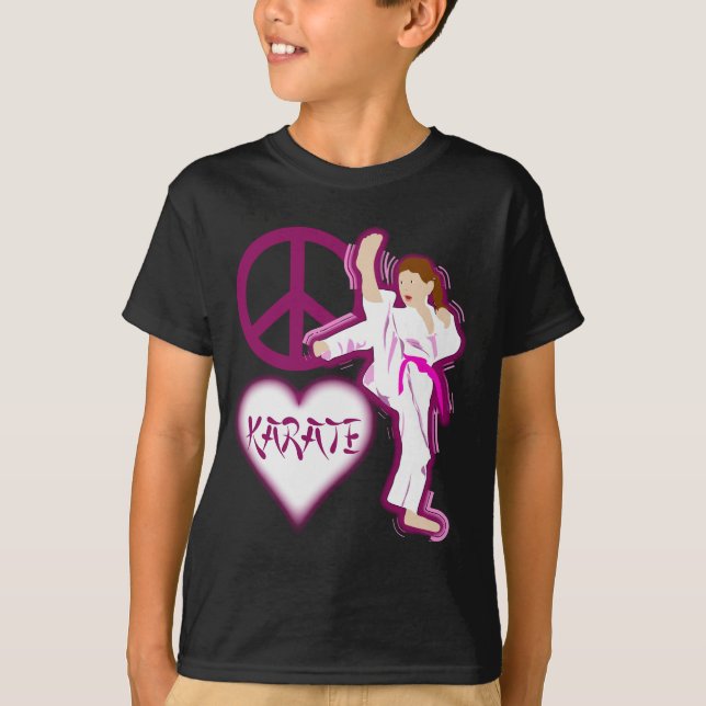 FriedensLiebe-Karate-Mädchen fertigen T-Shirt (Vorderseite)