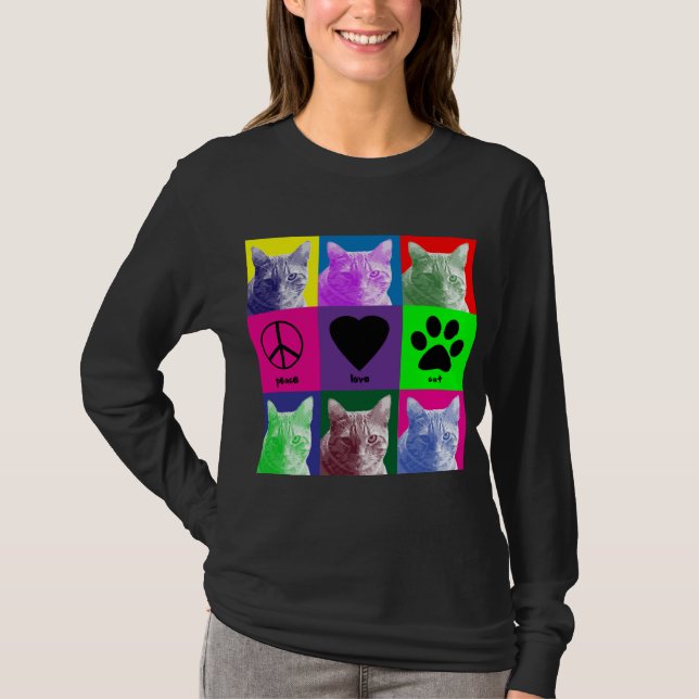 FriedensLiebe-Katze T-Shirt (Vorderseite)