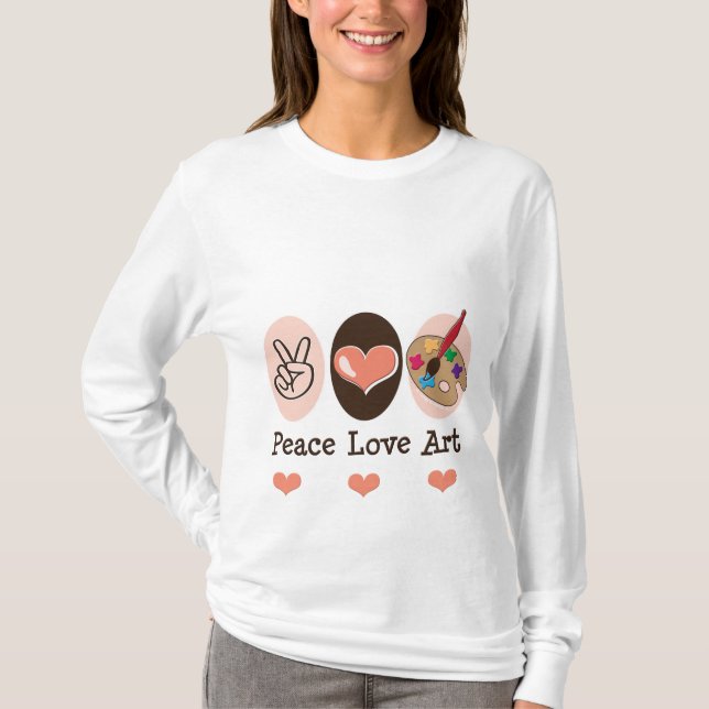 FriedensLiebe-Kunst-langes Hülsen-T-Shirt T-Shirt (Vorderseite)
