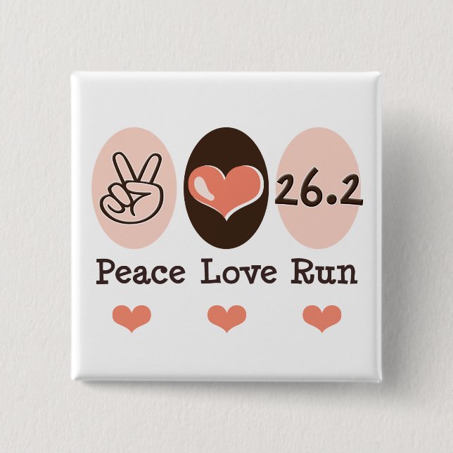 FriedensLiebe lassen den 26,2 Marathon-Knopf Button (Vorderseite)