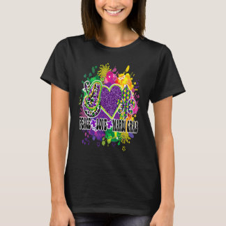 Friedensliebe Mardi Gras Farben Frieden Herz Fleur T-Shirt