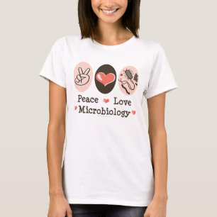 FriedensLiebe-Mikrobiologie-Behälter-Spitze T-Shirt