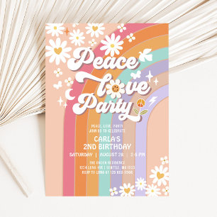 Friedensliebe-Party Groovy-Einladung Hippie-Geburt Einladung