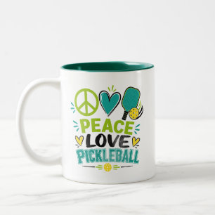 Friedensliebe Pickleball-Geschenk für Pickleball-E Zweifarbige Tasse
